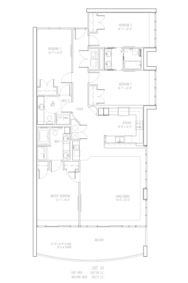 4 Bed 3 Bath - R Sleeps 16 Floor Plan