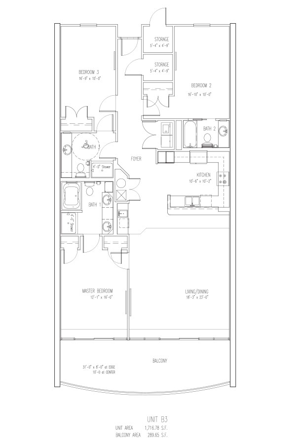 3 Bed 3 Bath - L Sleeps 12 Floor Plan